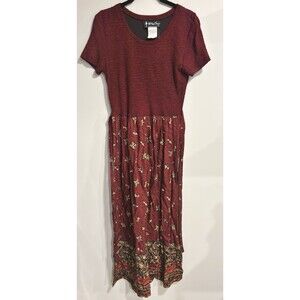 Vtg all that jazz boho midi dress sz 7/8 lagenlook stretchy red